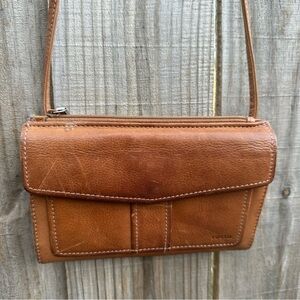 Vintage Fossil Tan Leather Crossbody Bag